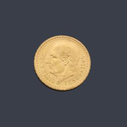 Lote 2777: Moneda de 2 pesos y medio mexicanos en oro de 22 K