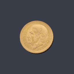 Lote 2780: Moneda de 2 pesos y medio mexicanos en oro de 22 K
