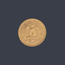Lote 2782: Moneda de 2 pesos mexicanos en oro de 22 K