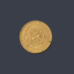 Lote 2783: Moneda de 2 pesos mexicanos en oro de 22 K