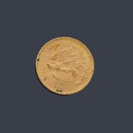 Lote 2784: Moneda de 2 pesos mexicanos en oro de 22 K
