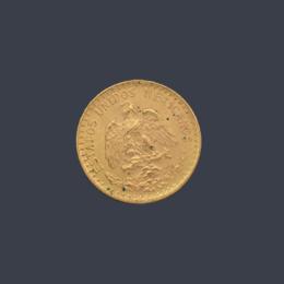 Lote 2785: Moneda de 2 pesos mexicanos en oro de 22 K