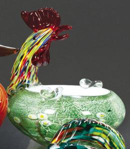 Lote 1012: Cenicero de cristal de Murano con un gallo