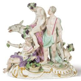Lote 1052: "Silenus sobre un burro"
Grupo escultórico de porcelana de Meissen, modelado probablemente por Friedrich Elias Meyer (1723-1785)
Alemania, 1763-1774