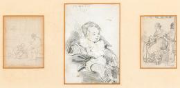 Lote 63: ALEJANDRO FERRANT Y FISHERMAN - Estudio de caballero con limpiabotas, Niño con babero y dama sentada