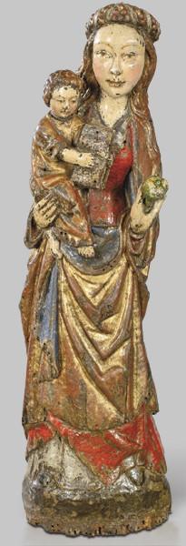 Lote 1263: "Virgen con Niño", Malinas primer tercio S. XVI
Escultura de madera tallada, policromada y dorada.