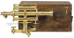Lote 1283: Nivel victoriano en bronce con su caja de madera S. XIX