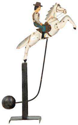 Lote 1540: Tentetieso articulado de hierro pintado "Vaquero a Caballo".