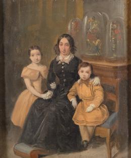 Lote 121: ANTONIO MARIA ESQUIVEL - Boceto del retrato familiar de Manuela Sandoval e hijos