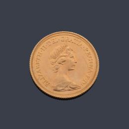 Lote 2549: Moneda de libra esterlina, Isabel II en oro de 22 K.