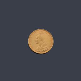 Lote 2551: Moneda de libra esterlina, Victoria en oro de 22 K.