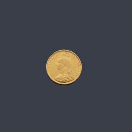 Lote 2554: Moneda 1/2 libra Reina Victoria (fecha borrada) en oro de 22 K.