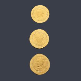 Lote 2567
3 Monedas mujeres de Francia en oro de 24 k con estuche y certificado.