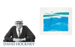 Lote 605: DAVID HOCKNEY - Lithographic Water Made of Lines, Crayon and Two Blue Washes