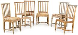 Lote 1058
Conjunto de seis sillas Gustavianas en madera de pino decapadas.
Suecia, finales S. XVIII