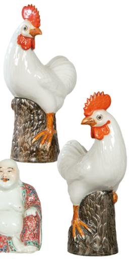 Lote 1361
Pareja de gallinas de porcelana china siguiendo modelos de Compañía de Indias, segunda mitad S. XX.