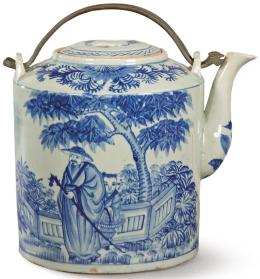 Lote 1368: Gran tetera china en porcelana azul y blanca, Diinastía Qing, S. XIX