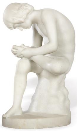 Lote 1470
"El Espinario" Figura tallada en alabastro, firmada "ilegible", Italia S. XIX.