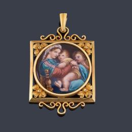 Lote 2130
Medalla con La Imagen de 'La Virgen de la Silla' de Rafael Sanzio.