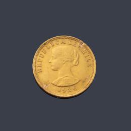 Lote 2607
Moneda 50 pesos de República de Chile en oro de 22 K.