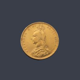 Lote 2618
Moneda Reina Victoria, libra, Gran Bretaña en oro.