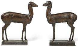 Lote 1194
Fundición Chiurazzi, Nápoles (1895-1939)
"Pareja de Gamos" en bronce con pátina de cobre.