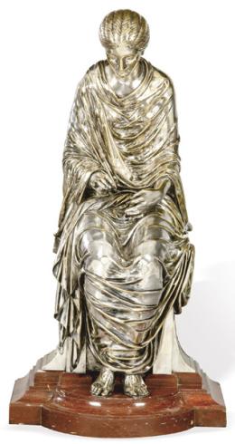 Lote 1207
Victor Evrard (Francia 1807-1877)
"Hipatia de Alejandría" 1875
Escultura de bronce plateado. Firmada y fechada.