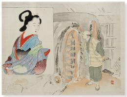 Lote 1397
Keishu (Takeuchi) Escuela de Kana (1861-1942) Discípulo de Yoshitoshi
"Dama y Alfarero"
Género: Belleza Femenina
Xilografía original.