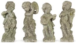 Lote 1034: Cuatro angeles músicos de piedra para jardín