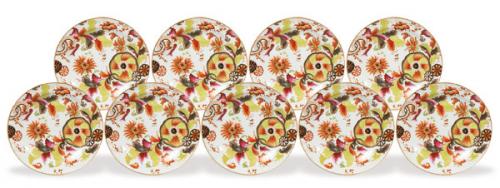  Juego de doce platos de porcelana de Compañía de Indias, con esmaltes polícromos pseudo-hoja de tabaco, Dinastía Qing, época de Qianlong h. 1760-80.