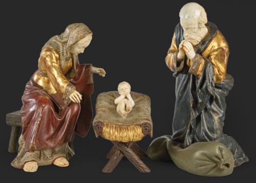  Sagrada Familia de marfil y madera S. XX