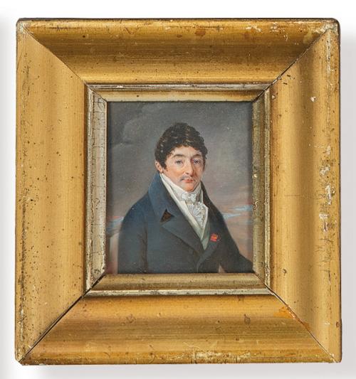  Escuela Francesa S. XIX
"Caballero con Casaca Azul"
Miniatura pintada al gouache 