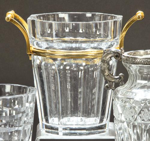  Champanera de cristal tallado de Baccarat y latón, Francia h. 1990.
