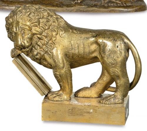  "León Conmemorando la Constitución de 1837" en bronce, España S. XX.