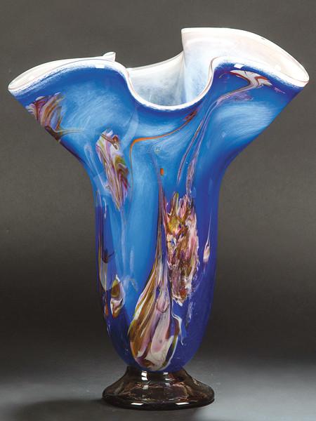  Jarrón azul de la Verrerie de Biot, Francia