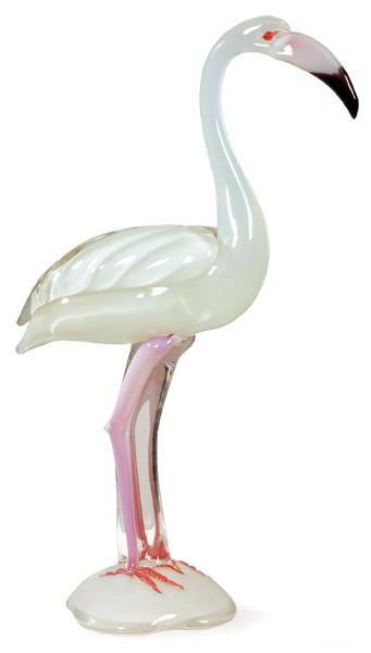  "Flamenco" de cristal de Murano opalescente y rosa.