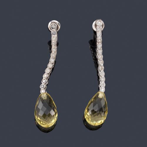  Pendientes largos con citrinos y brillantes