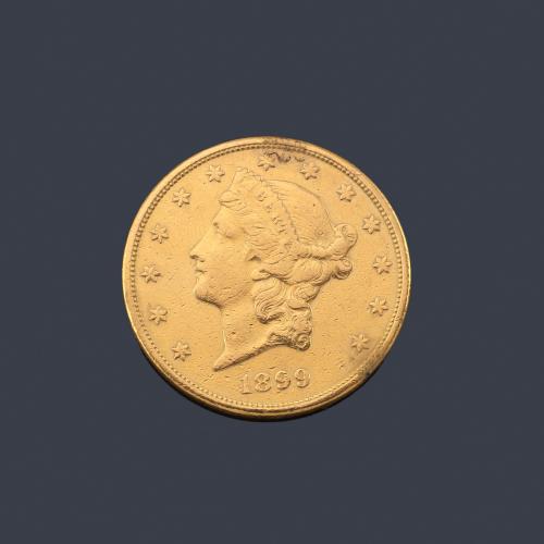  Moneda 20 dólares americanos en oro de 22 K.