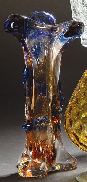  Jarrón de Muarno caramelo y azul 