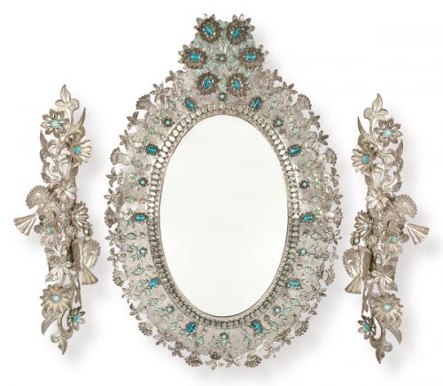  Espejo y candelabros de estaño de Feliciano Hernandez años 60