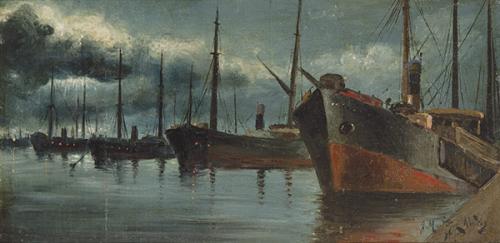  JUAN MARTÍNEZ ABADES - Puerto en la noche