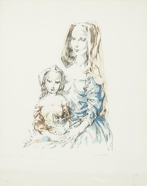  LEONARD FOUJITA - Madre y Niña con Gato