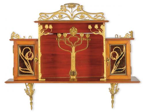  ESTANTERIA ART NOUVEAU MADERA Y BRONCE