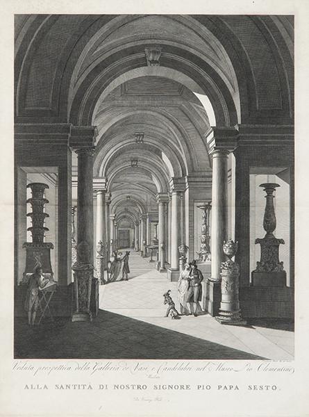 Lote 0001
VINCENZO FEOLI - Veduta prospettiva della galleria de Vasi e Candelabri nel Museo Pio-Clementino