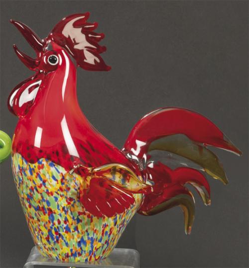Lote 1508
Gallo en cristal de Murano. S. XX. 