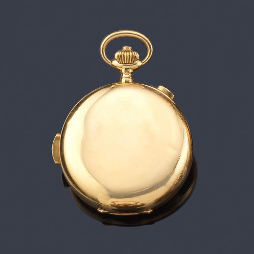 Lote 2569
LE PHARE, reloj saboneta sonería repetición a minutos con caja en oro amarillo de 18 K.