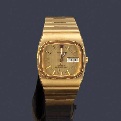 Lote 2598
OMEGA Constellation de caballero con caja y brazalete en oro amarillo de 18 K. Con estuche y documentación.