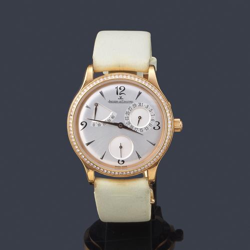  JAEGER LECOULTRE Master Control ref. 140.2.93 S de señora con caja en oro rosa de 18 K con orla de brillantes.