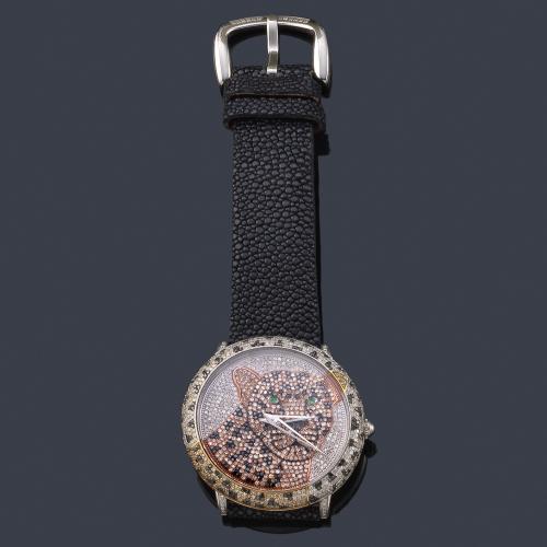  LE VIAN Leopardo ref. 1219S-37 A serie limitada de señora con caja en acero y brillantes.