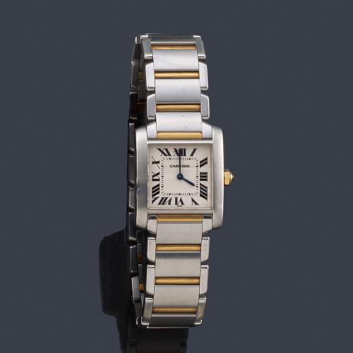 Lote 2627
CARTIER Tank Frances nº 2301 de señora con caja y brazalete en acero y oro de 18 K.